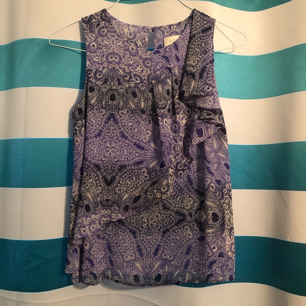 Anthropologie blue patterned sleeveless top